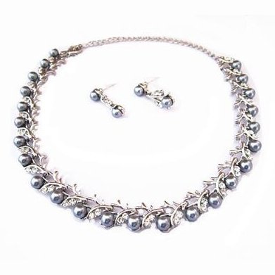 Pearl Wedding Necklace Earring Set