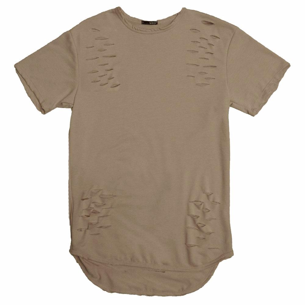 TAUPE SCISSOR DISTRESSED TEE-0