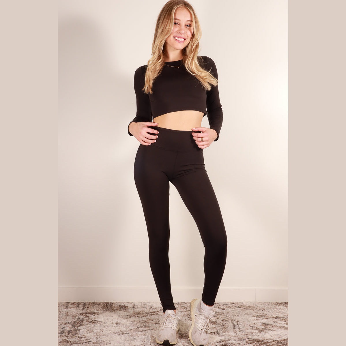 Long Sleeve Crop Top & High Waist Leggings Activewear Set