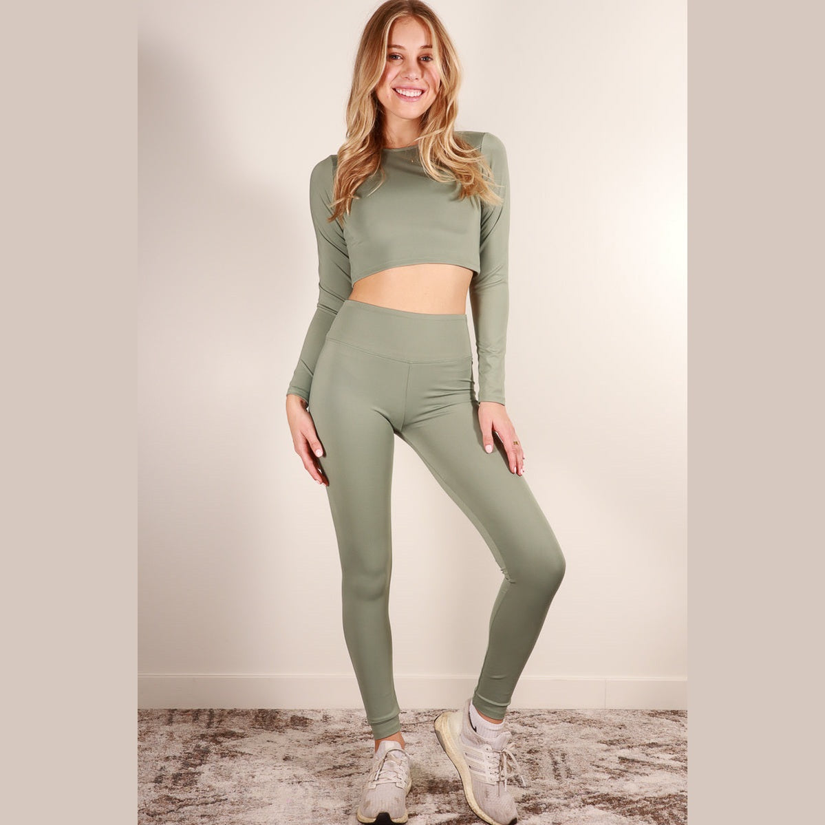 Long Sleeve Crop Top & High Waist Leggings Activewear Set