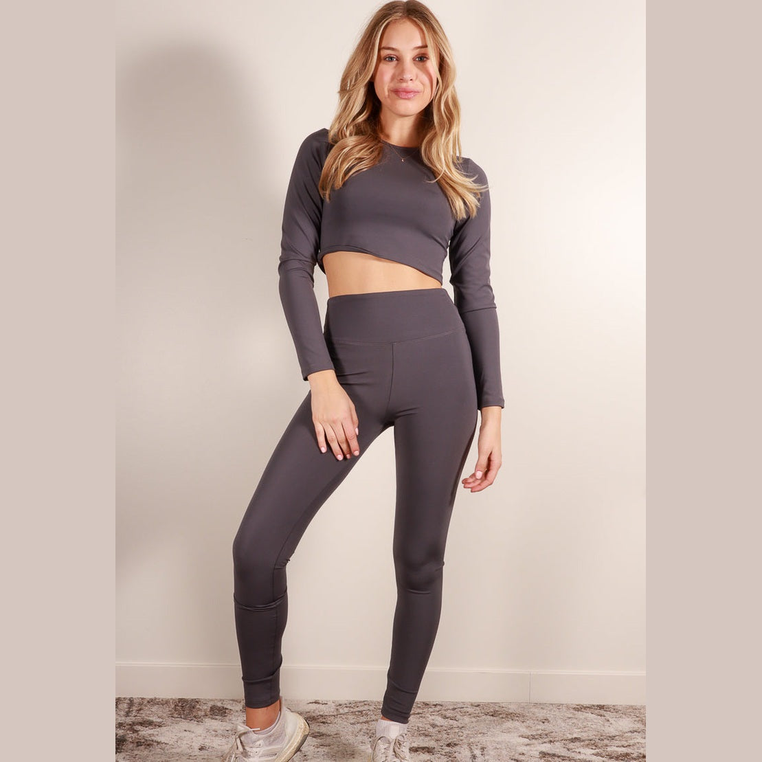 Long Sleeve Crop Top & High Waist Leggings Activewear Set