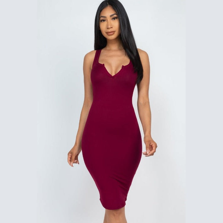 Split Neck Tank Mini Bodycon Dress