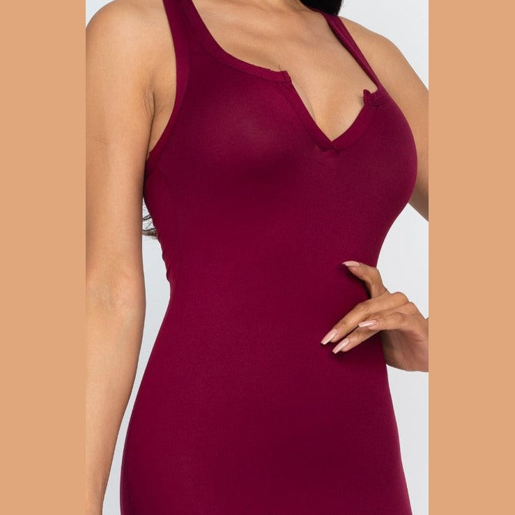 Split Neck Tank Mini Bodycon Dress