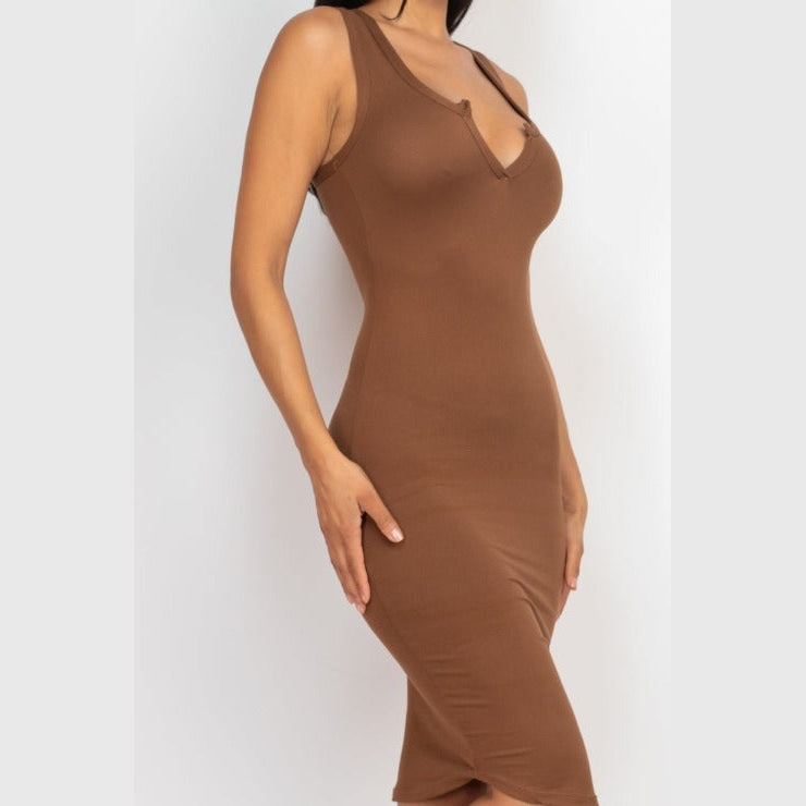 Split Neck Tank Mini Bodycon Dress