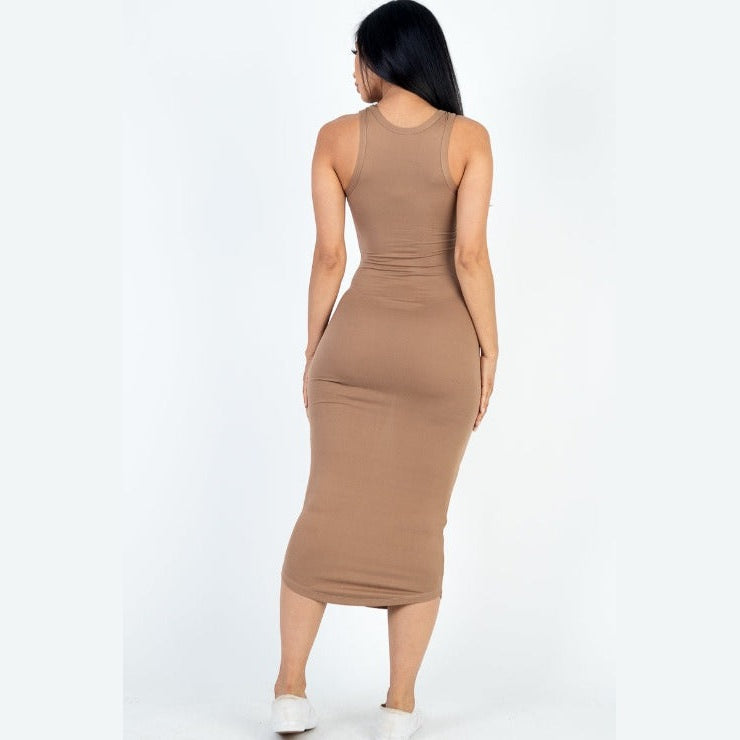 Split Neck Tank Midi Dress