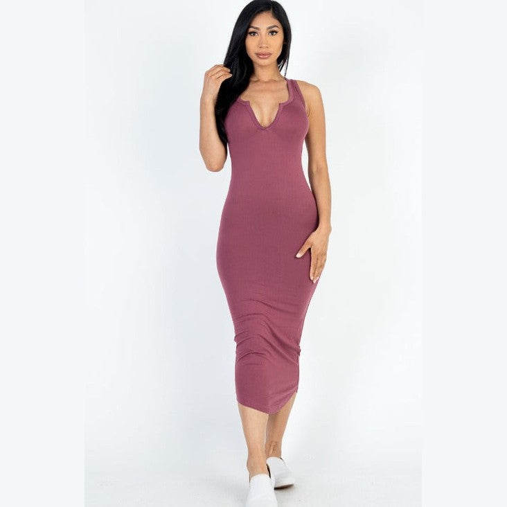 Split Neck Tank Midi Dress