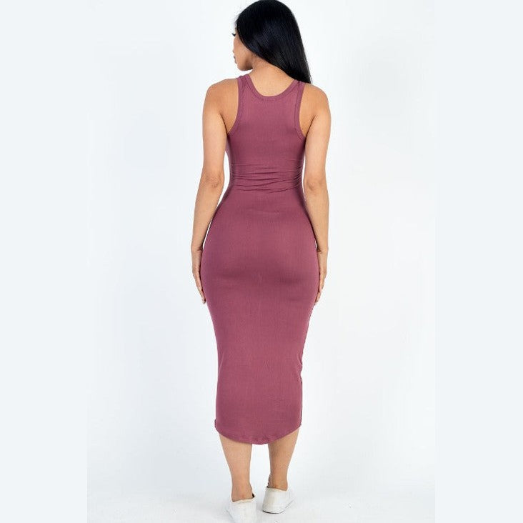 Split Neck Tank Midi Dress