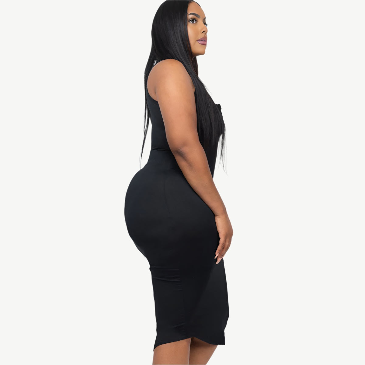 Plus Size Split Neck Tank Midi Dress