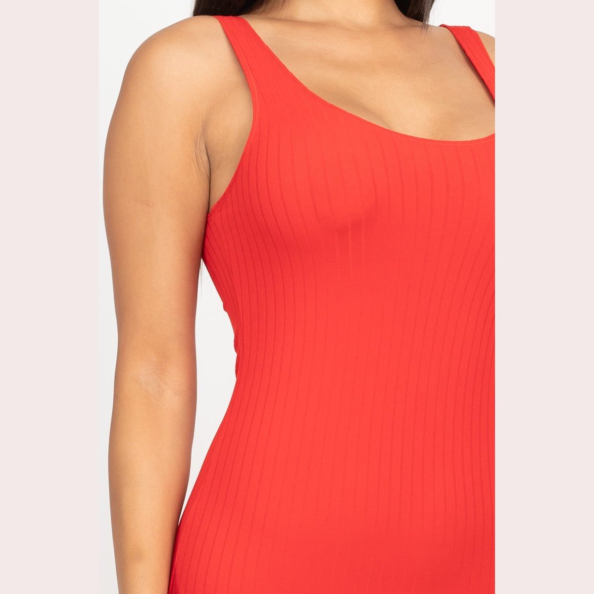 Ribbed Back Slit Bodycon Dress
