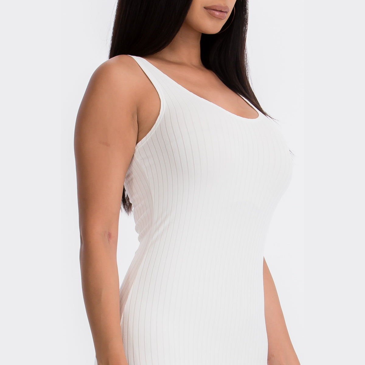 Ribbed Back Slit Bodycon Dress