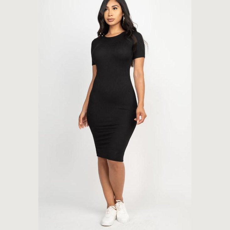 Ribbed Bodycon Midi Dress