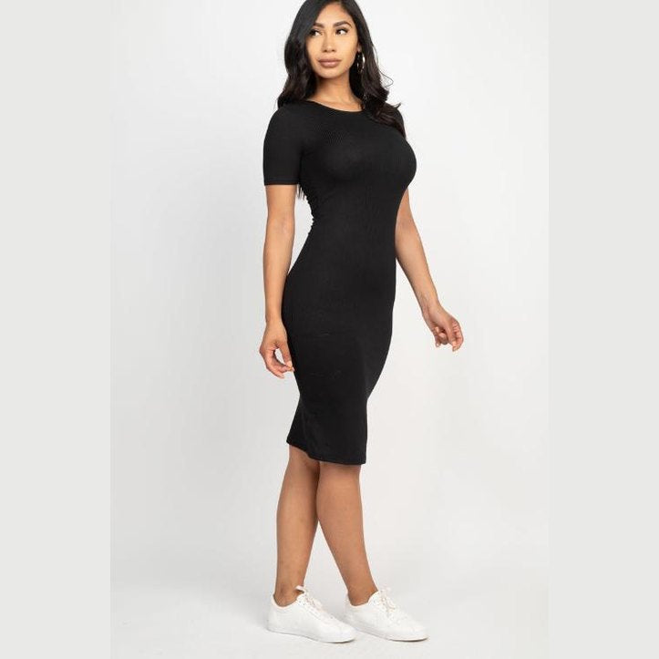 Ribbed Bodycon Midi Dress