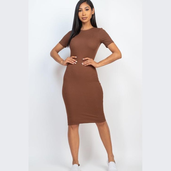 Ribbed Bodycon Midi Dress