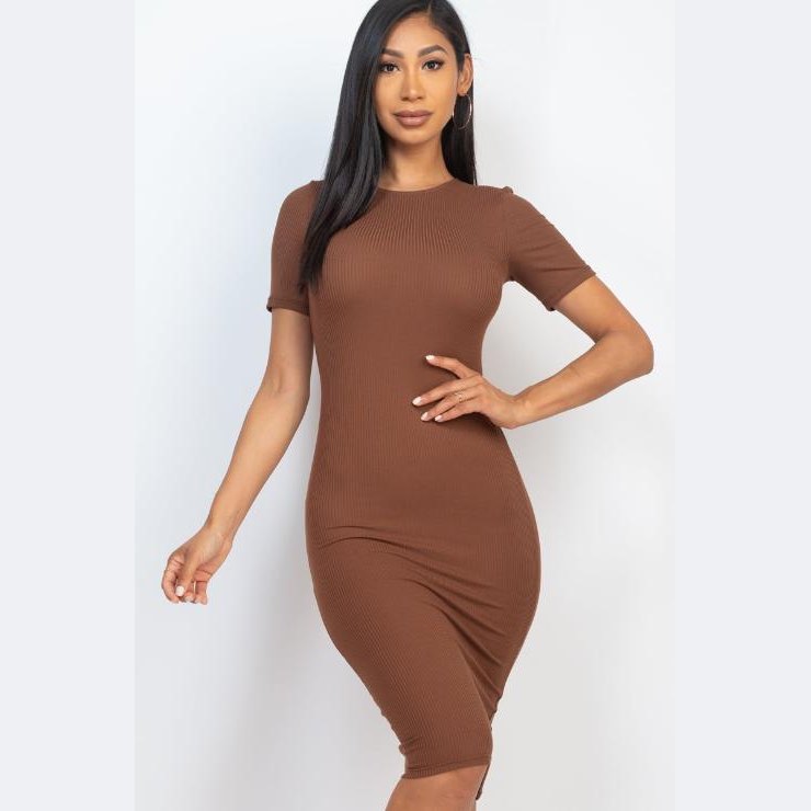 Ribbed Bodycon Midi Dress