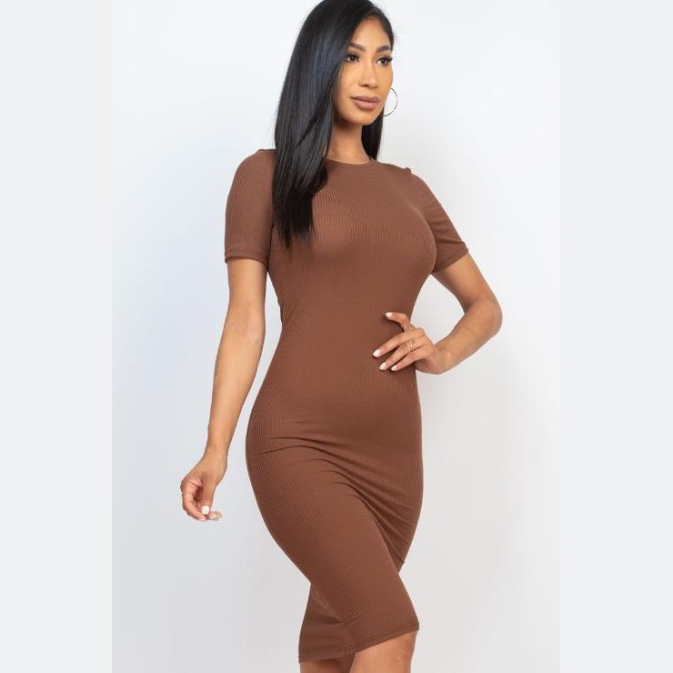 Ribbed Bodycon Midi Dress