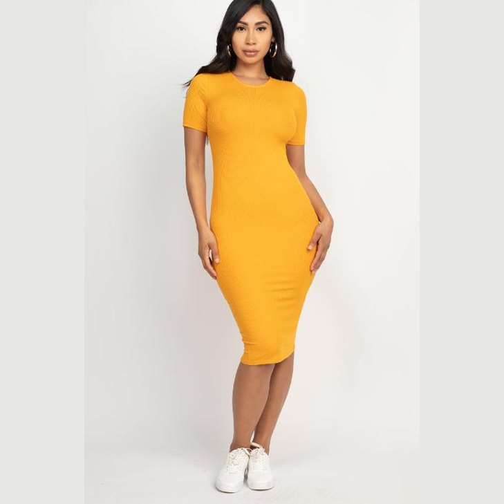 Ribbed Bodycon Midi Dress