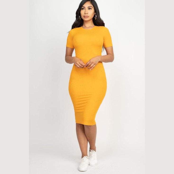 Ribbed Bodycon Midi Dress