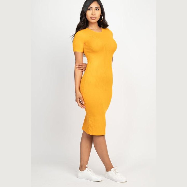 Ribbed Bodycon Midi Dress