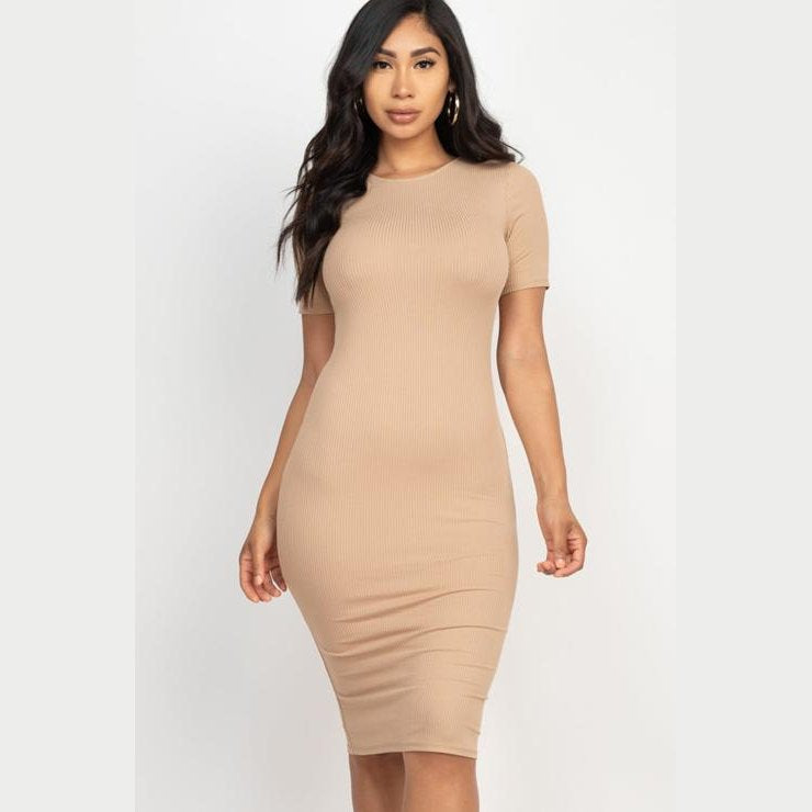 Ribbed Bodycon Midi Dress