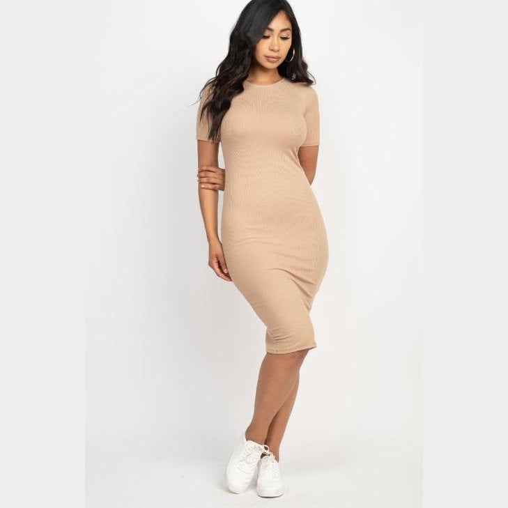 Ribbed Bodycon Midi Dress
