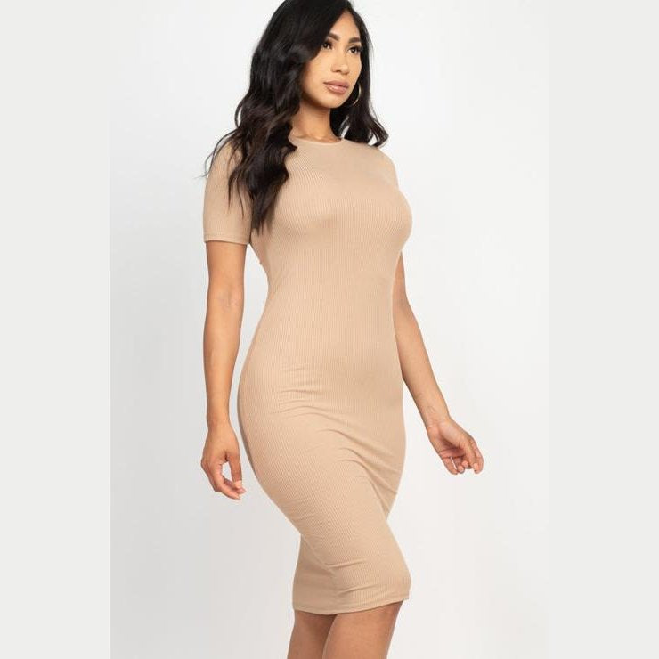 Ribbed Bodycon Midi Dress
