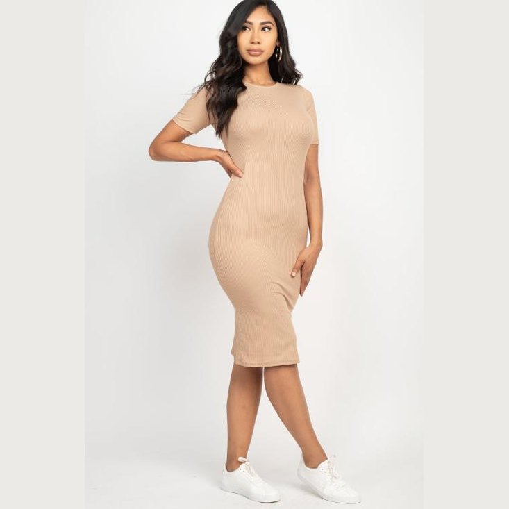 Ribbed Bodycon Midi Dress