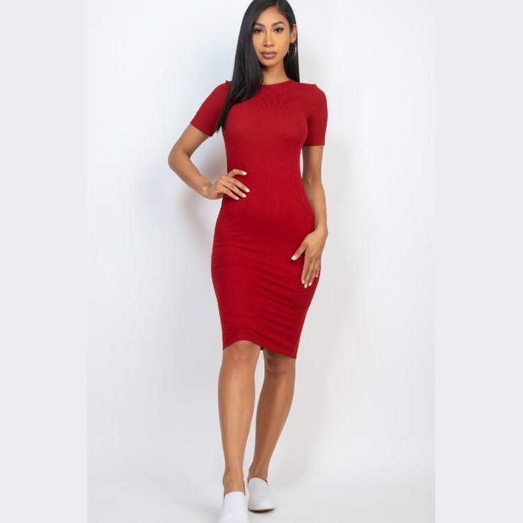 Ribbed Bodycon Midi Dress