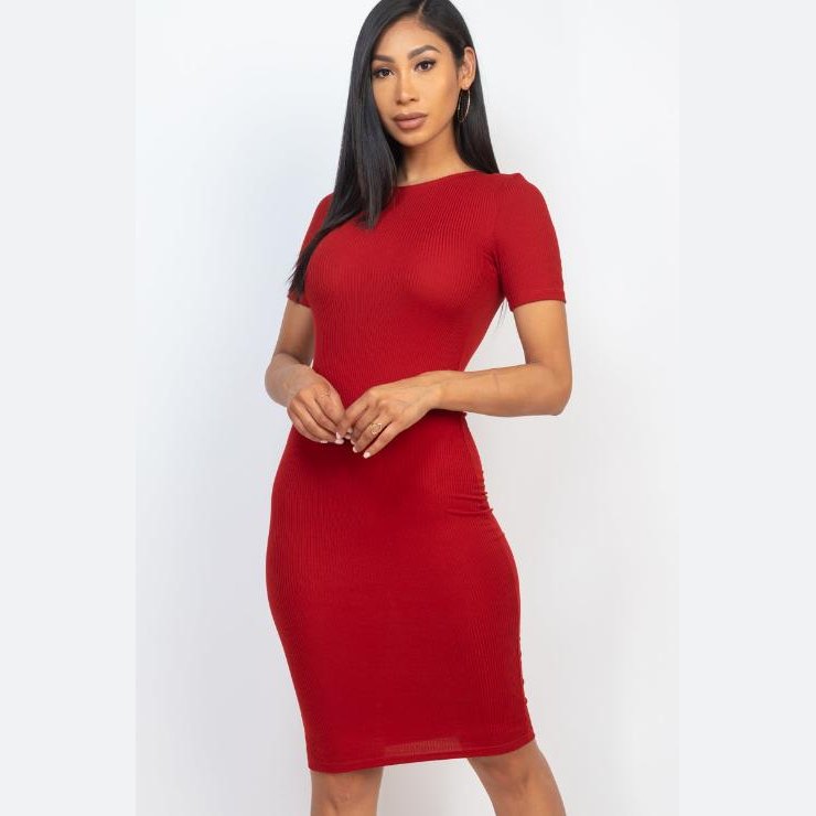 Ribbed Bodycon Midi Dress