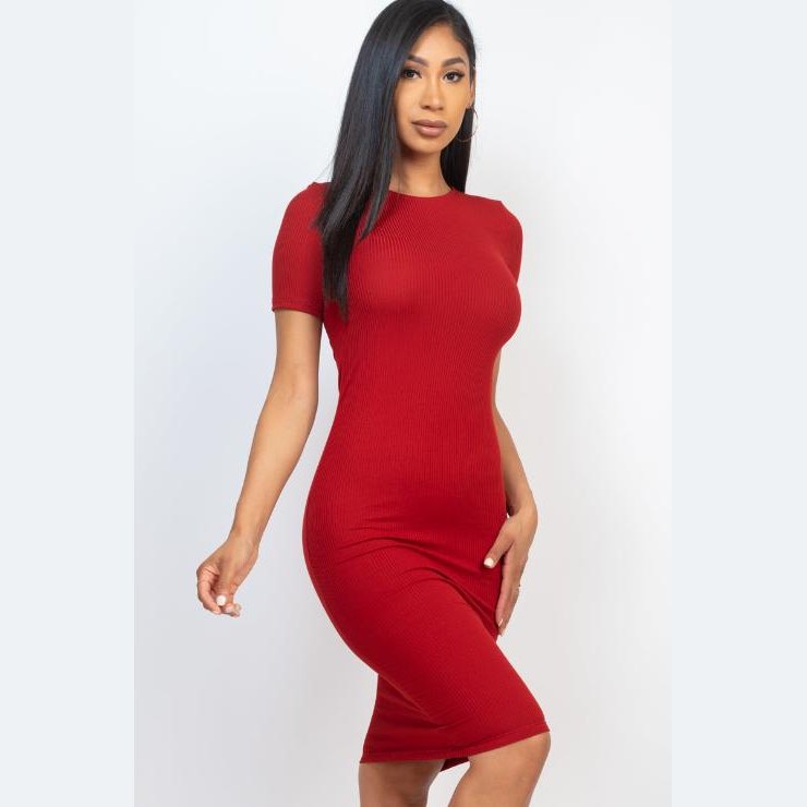 Ribbed Bodycon Midi Dress