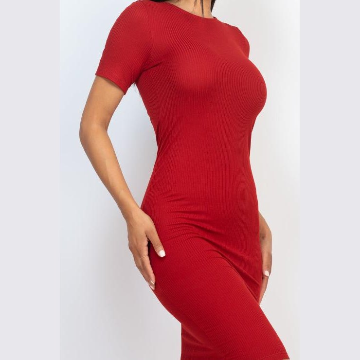 Ribbed Bodycon Midi Dress