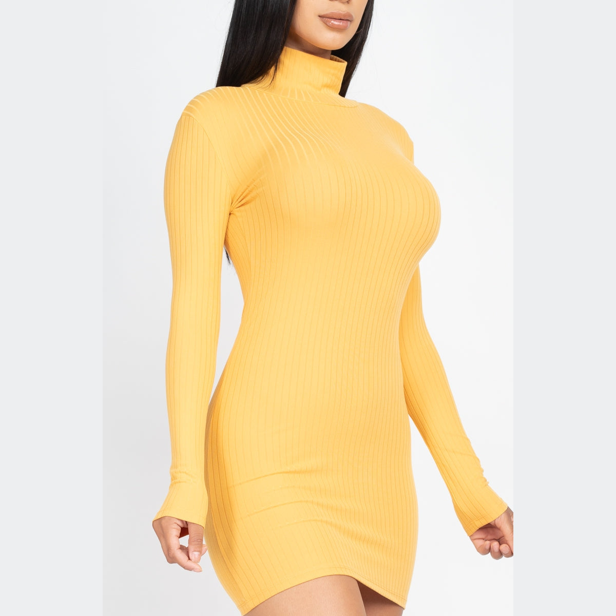 Ribbed Mock Neck Bodycon Mini Dress