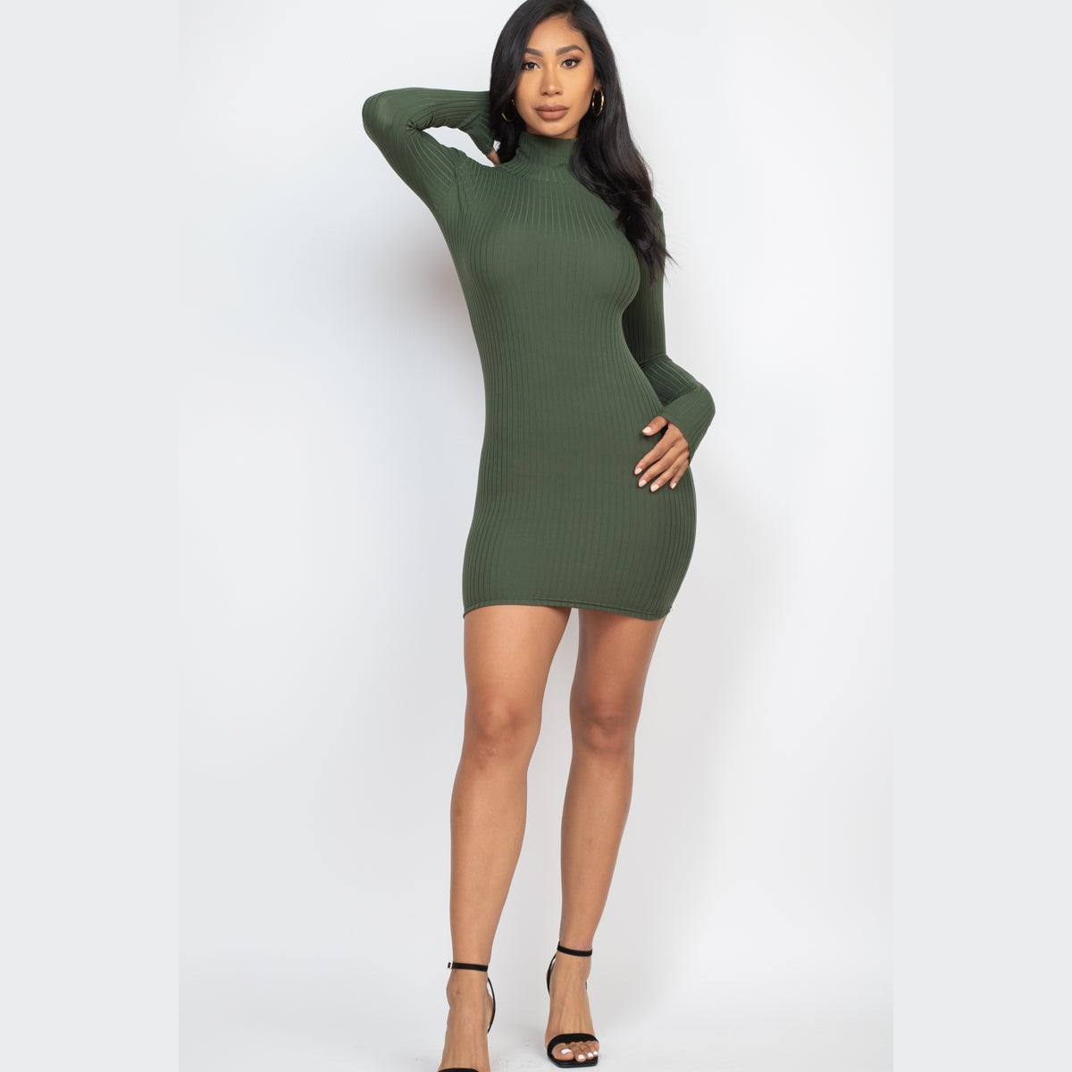 Ribbed Mock Neck Bodycon Mini Dress