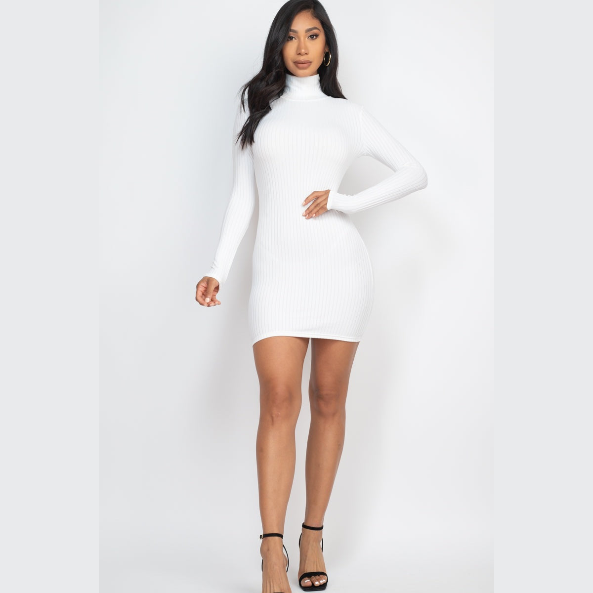 Ribbed Mock Neck Bodycon Mini Dress
