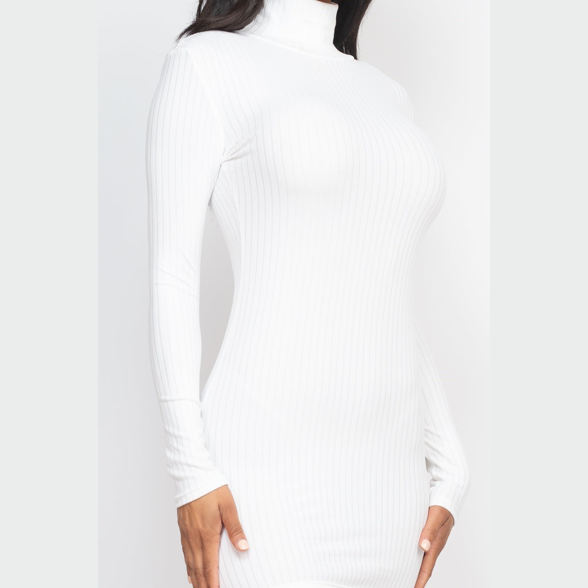 Ribbed Mock Neck Bodycon Mini Dress