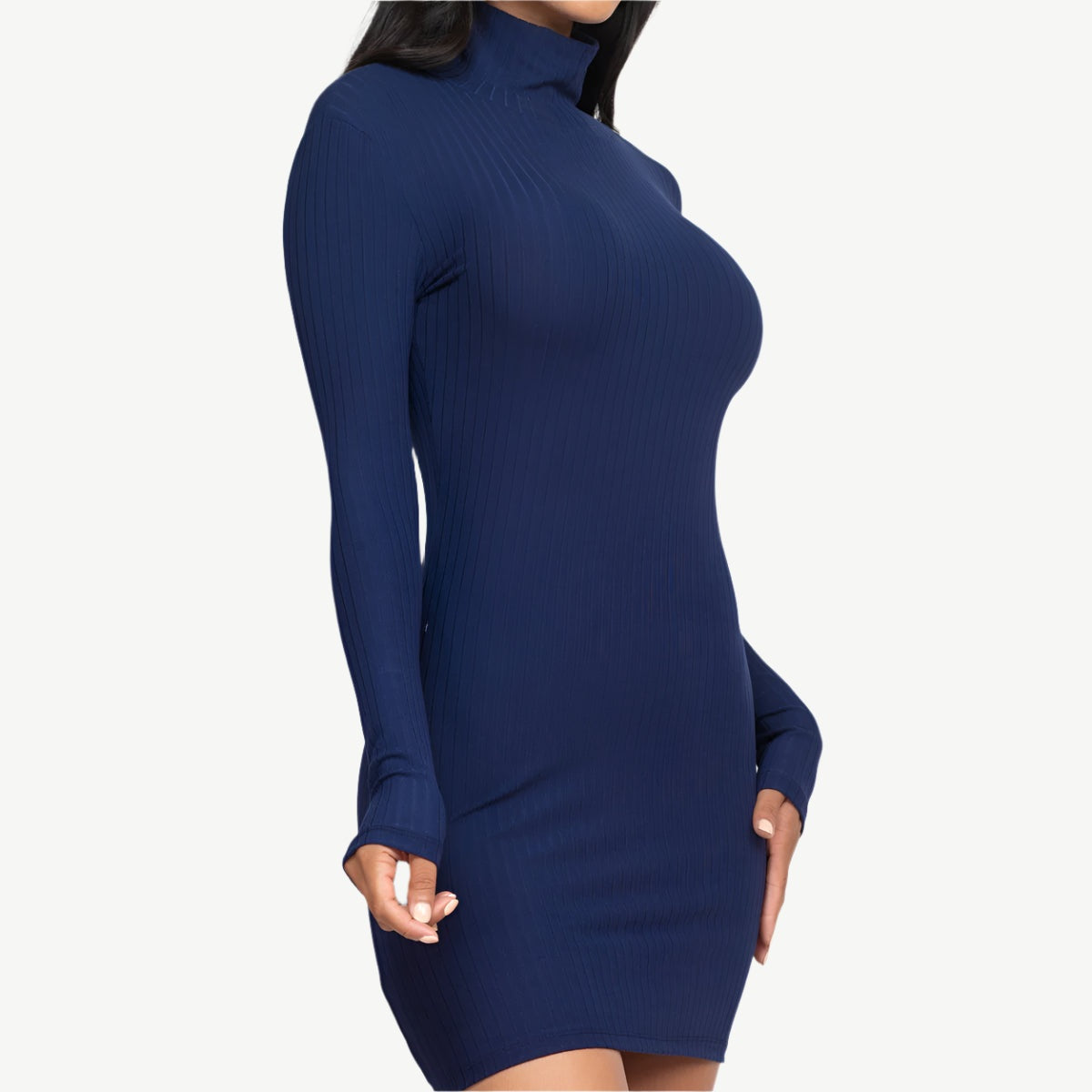 Ribbed Mock Neck Bodycon Mini Dress