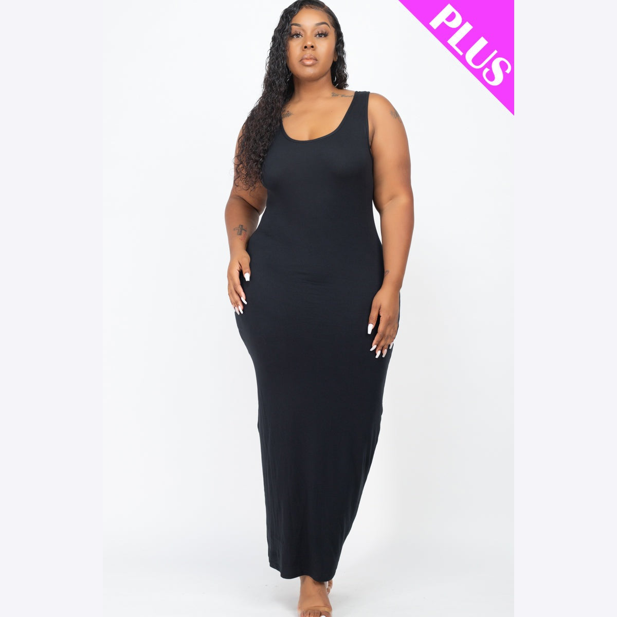 Plus Size Solid Basic Maxi Dress