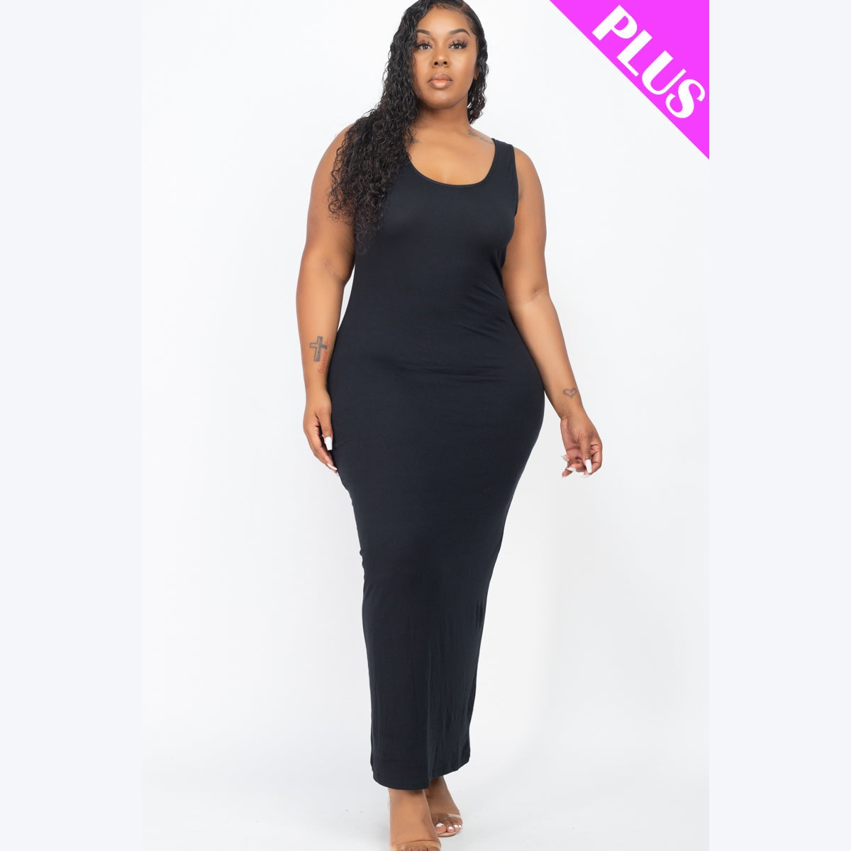 Plus Size Solid Basic Maxi Dress