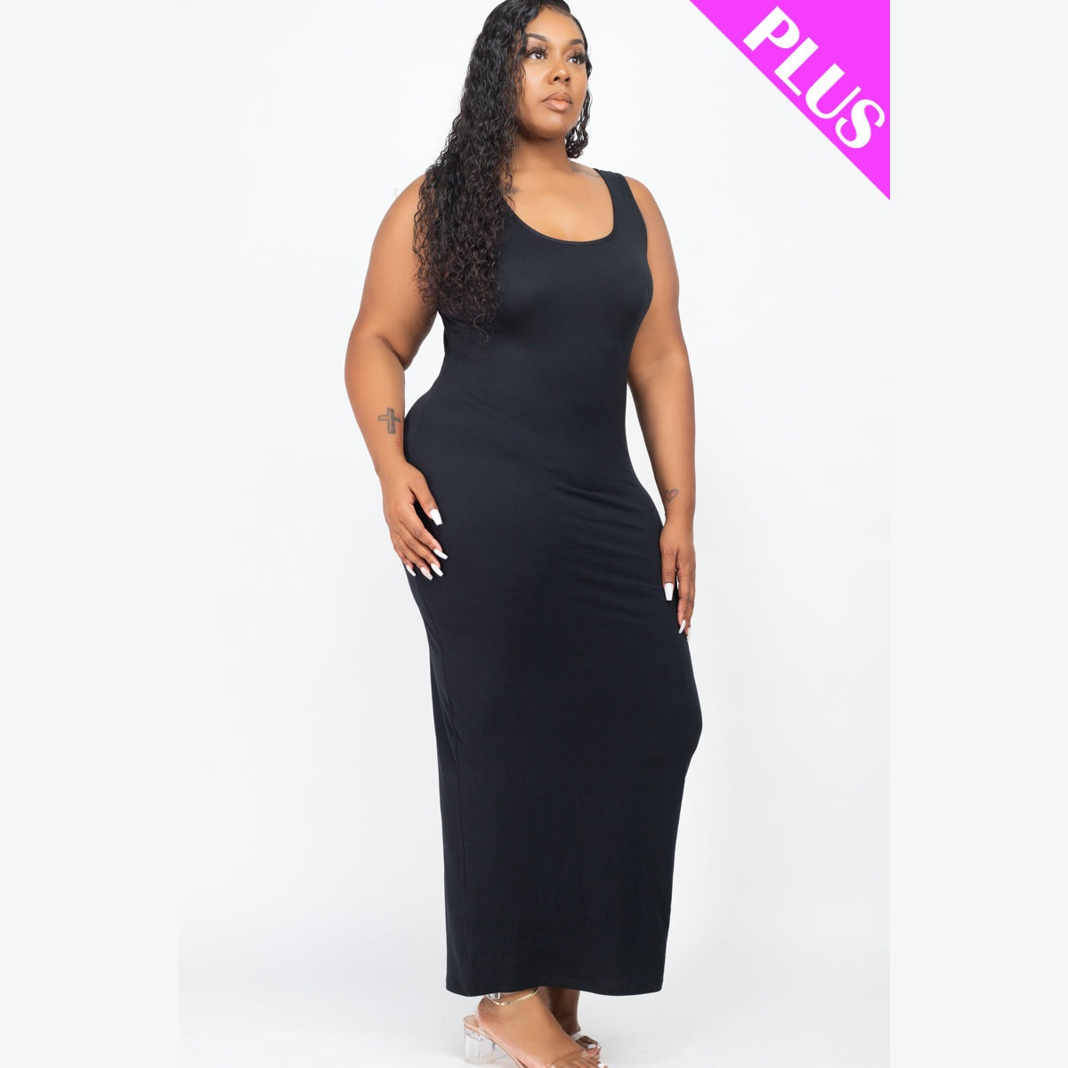 Plus Size Solid Basic Maxi Dress