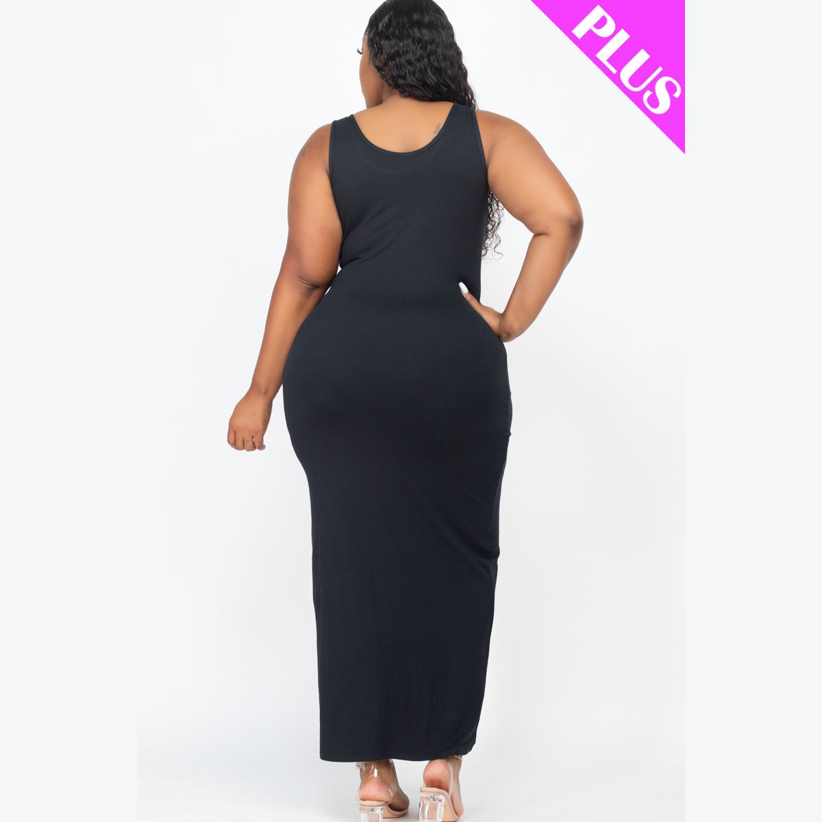 Plus Size Solid Basic Maxi Dress