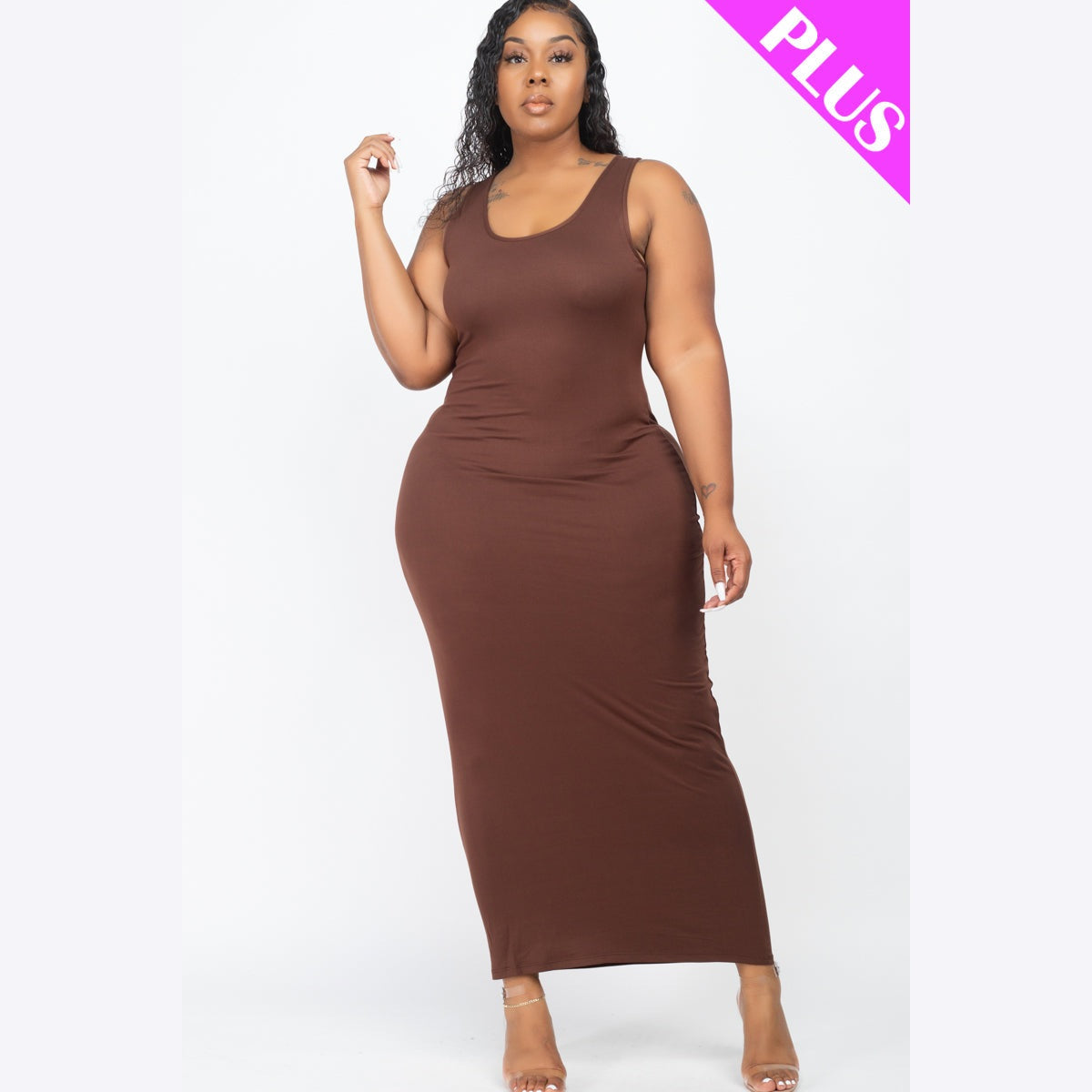 Plus Size Solid Basic Maxi Dress