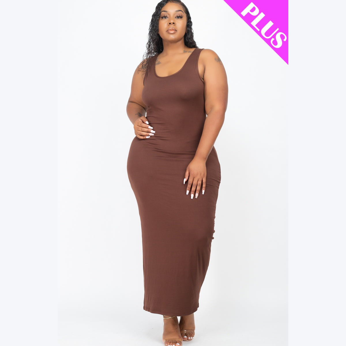 Plus Size Solid Basic Maxi Dress
