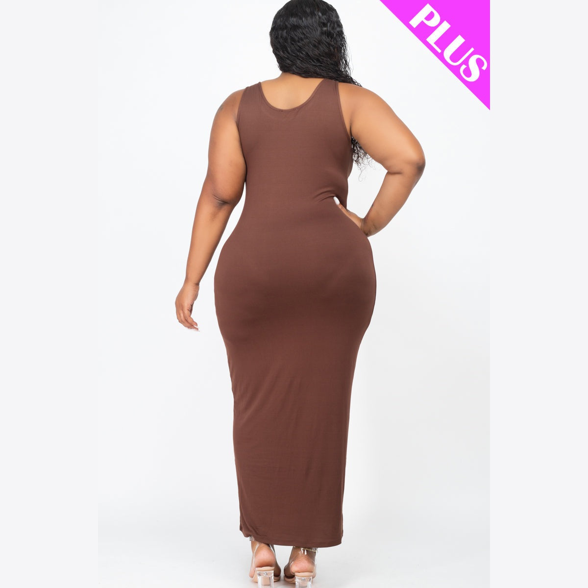 Plus Size Solid Basic Maxi Dress