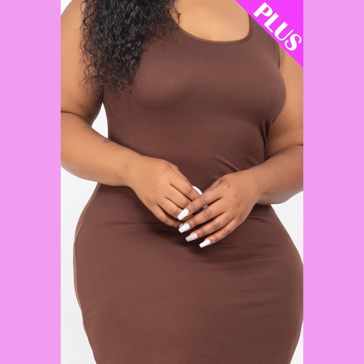 Plus Size Solid Basic Maxi Dress