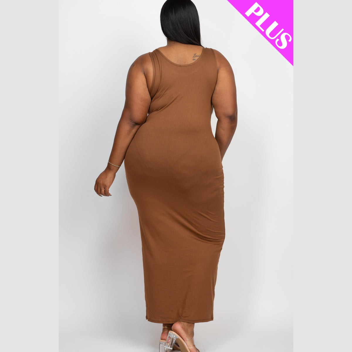 Plus Size Solid Basic Maxi Dress