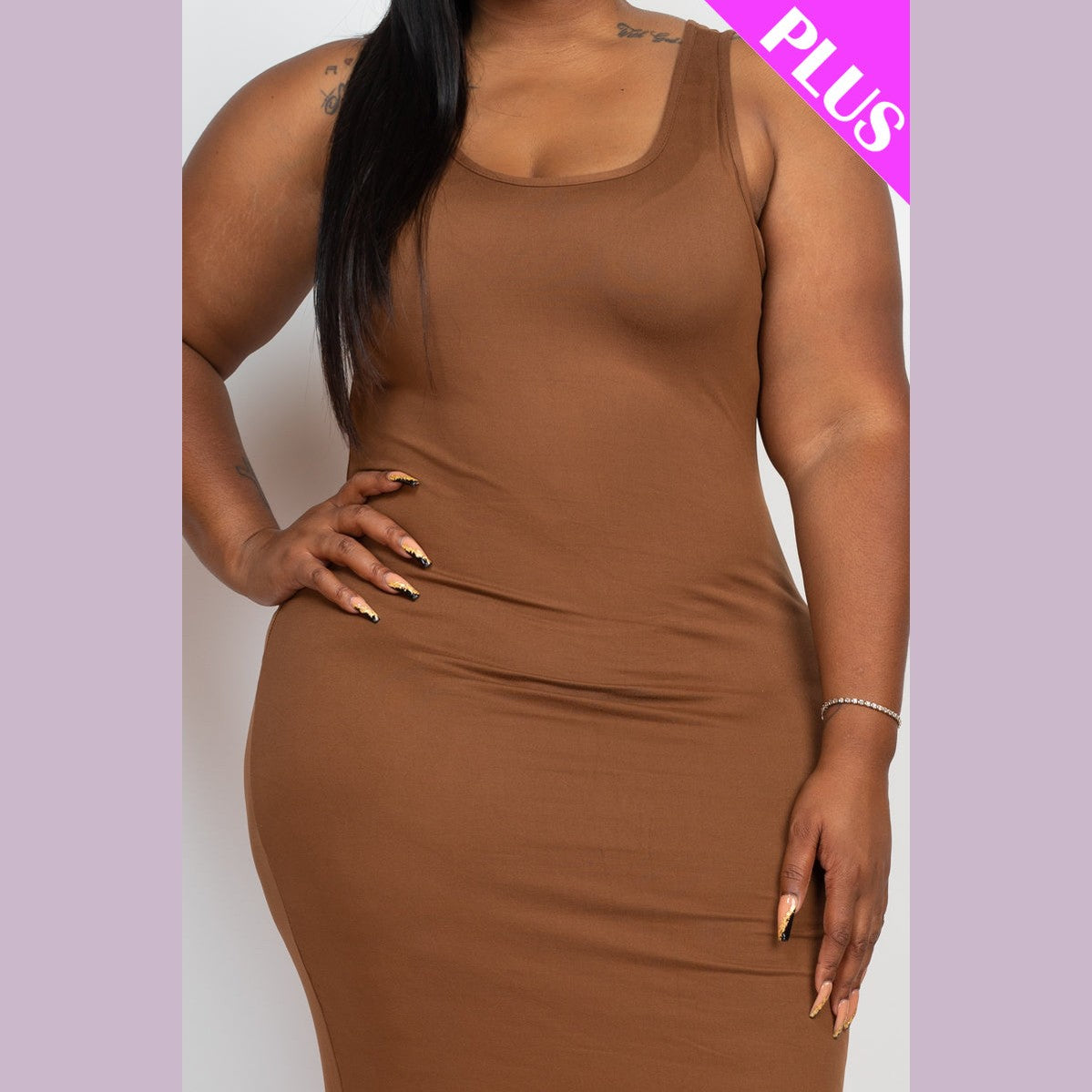 Plus Size Solid Basic Maxi Dress