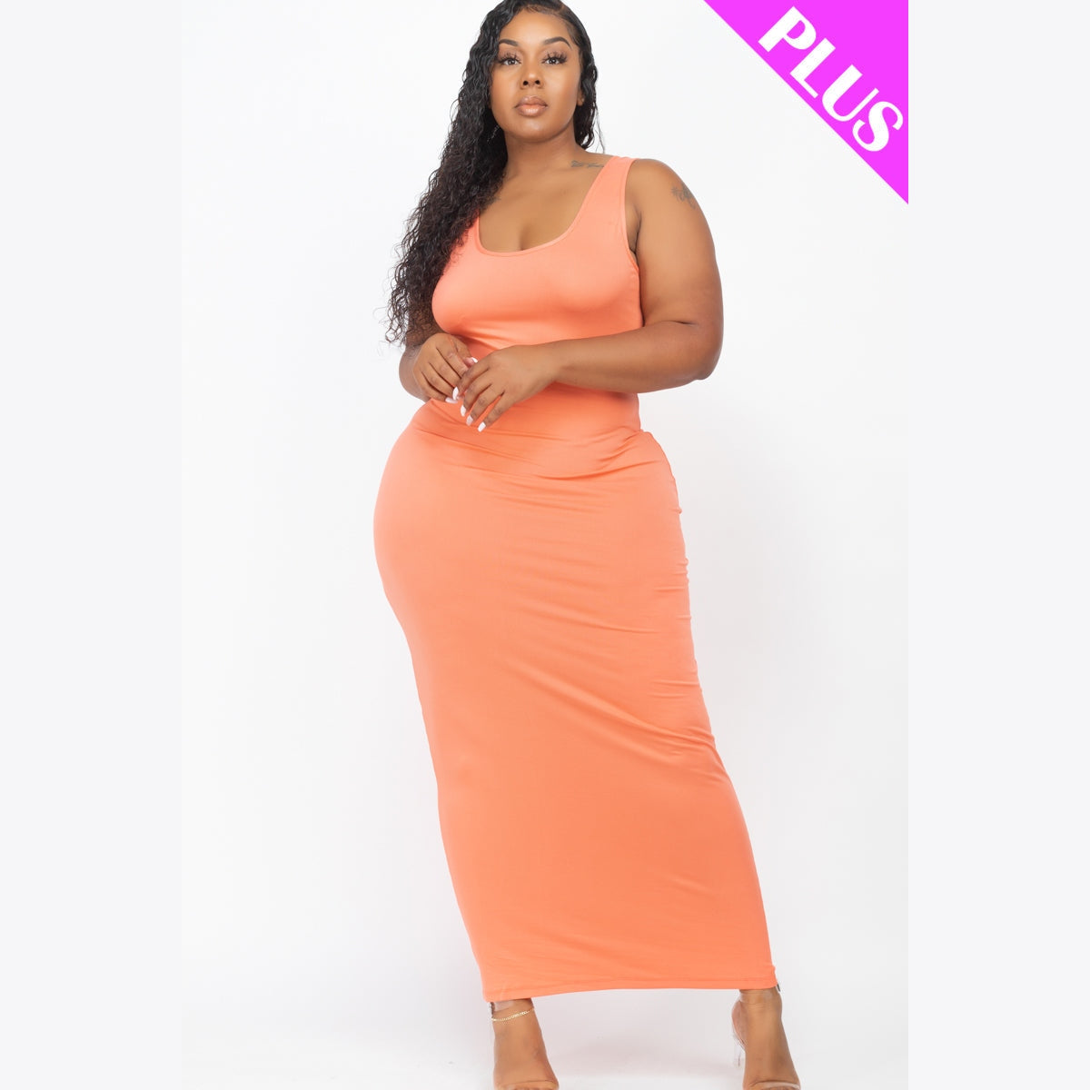 Plus Size Solid Basic Maxi Dress