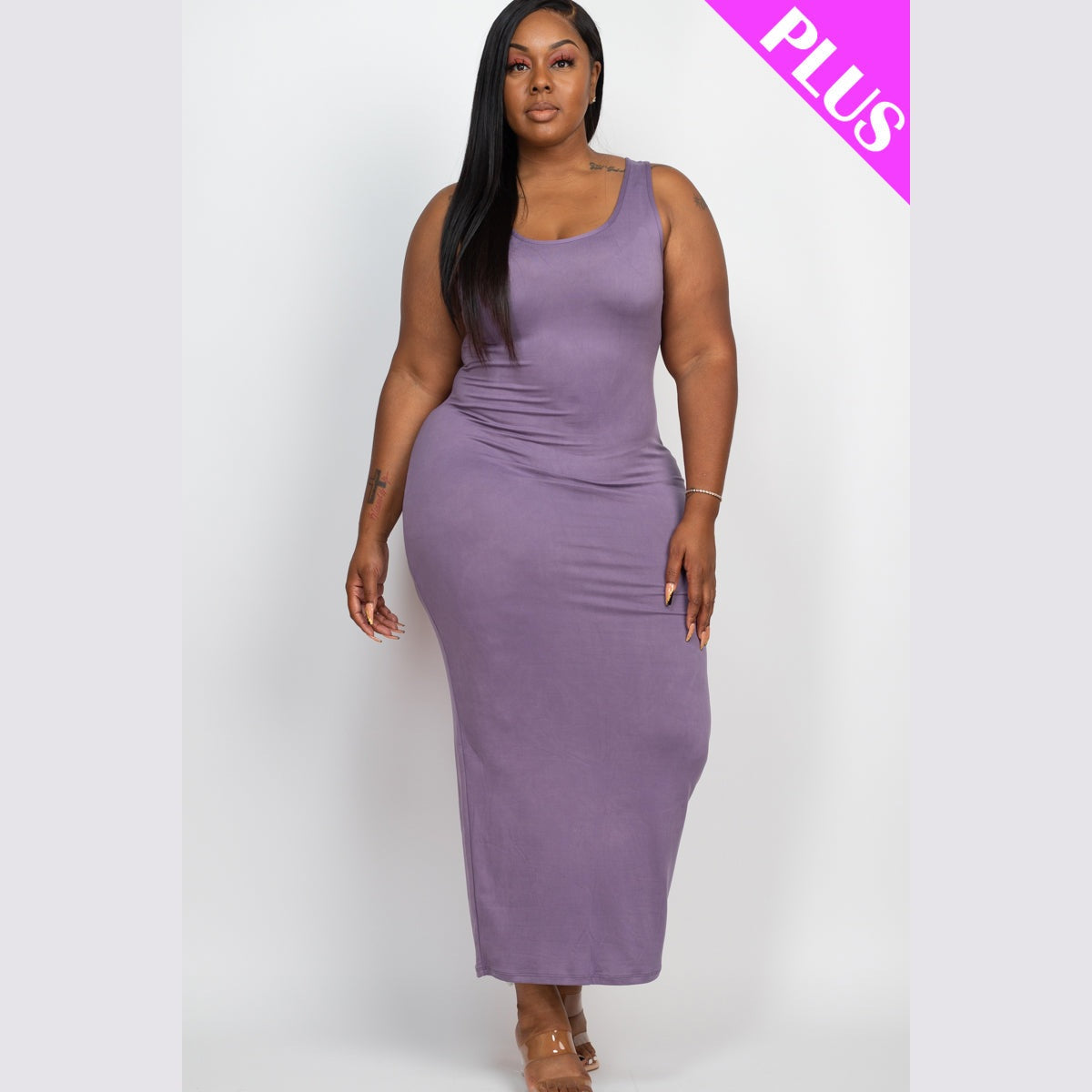 Plus Size Solid Basic Maxi Dress