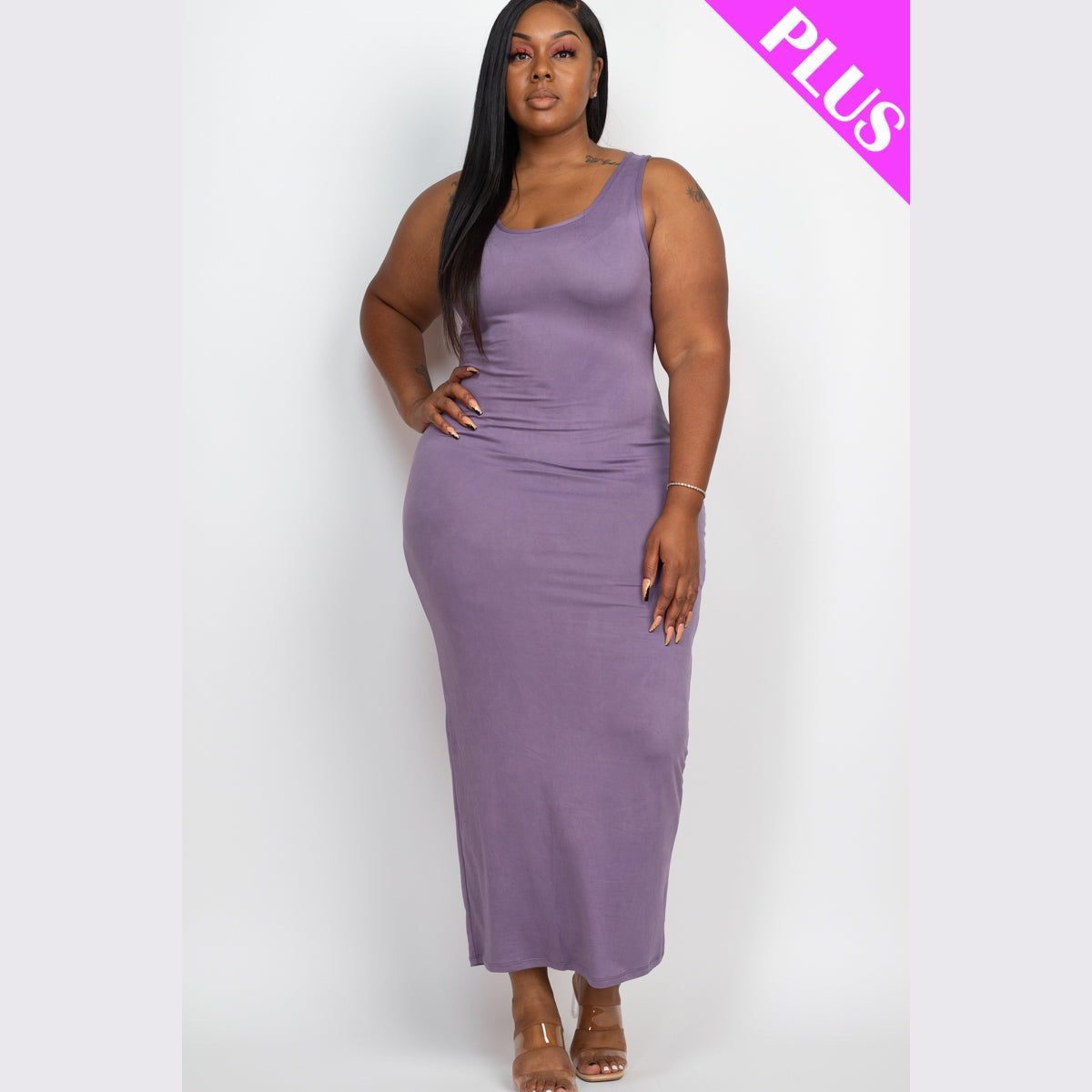 Plus Size Solid Basic Maxi Dress