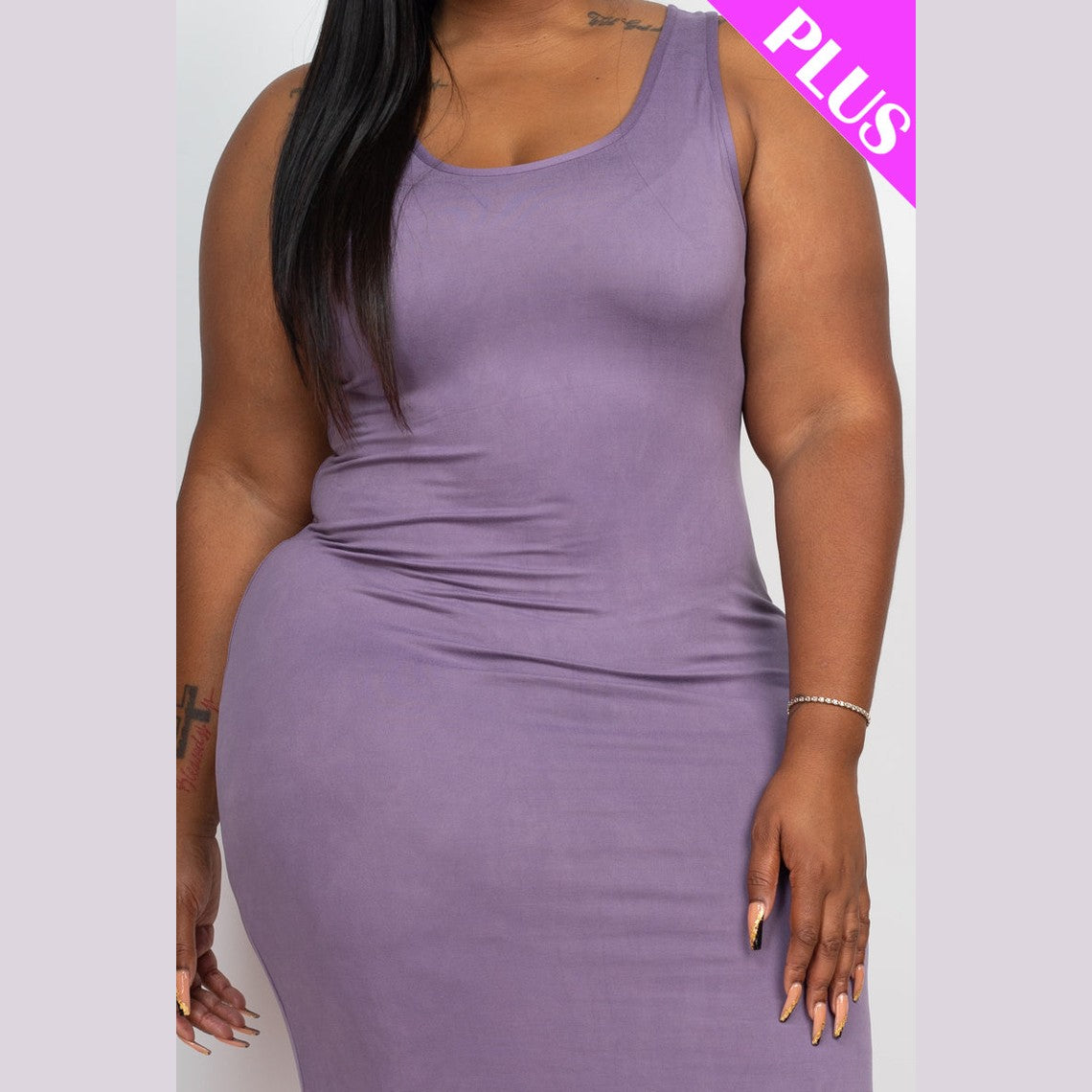 Plus Size Solid Basic Maxi Dress