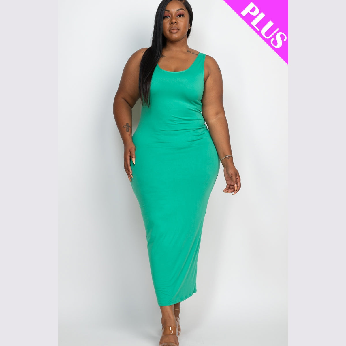 Plus Size Solid Basic Maxi Dress